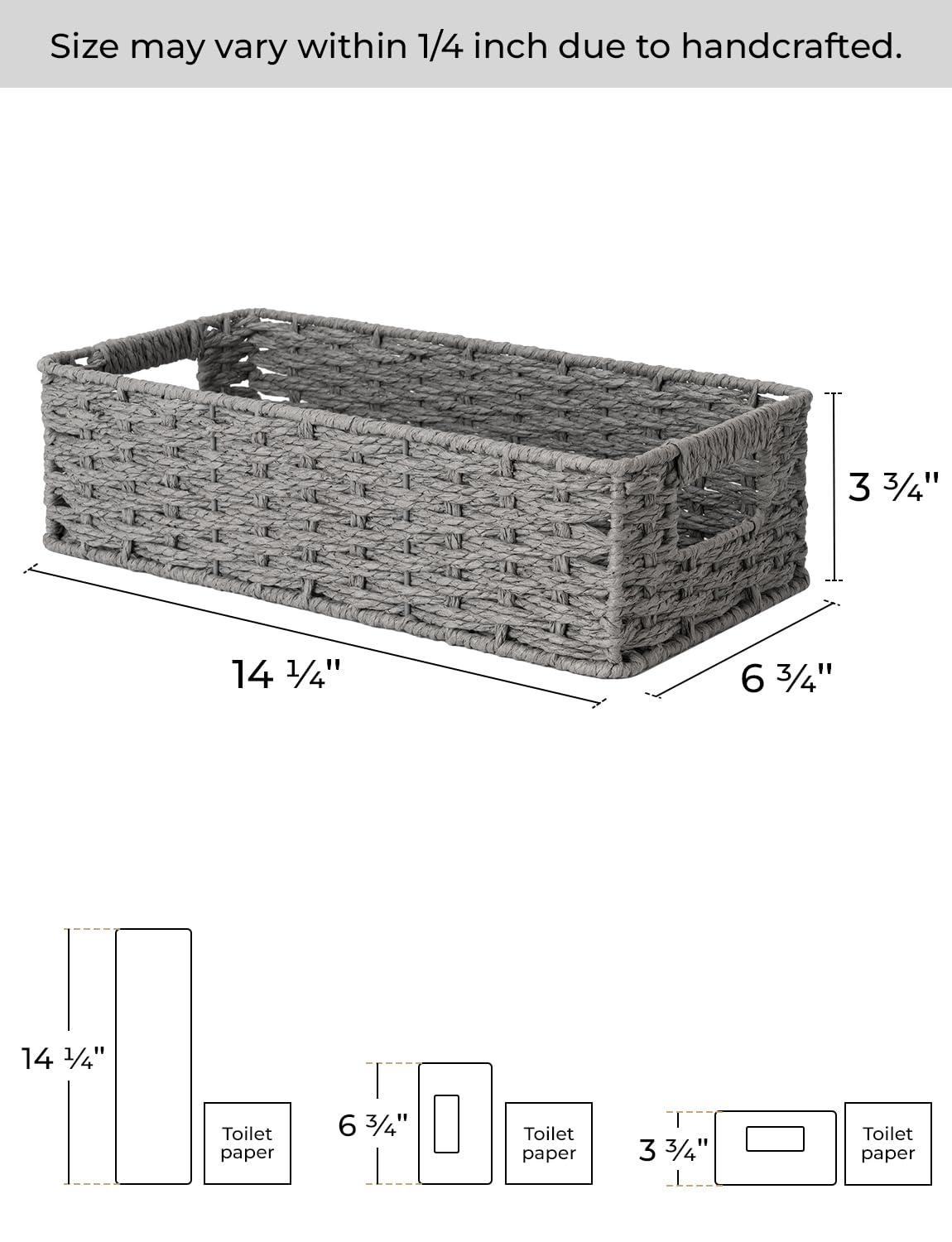 Storageworks Toilet Paper Storage, Grey Round Paper Rope Bathroom Basket, Small Baskets For Organizing, Toilet Paper Basket With